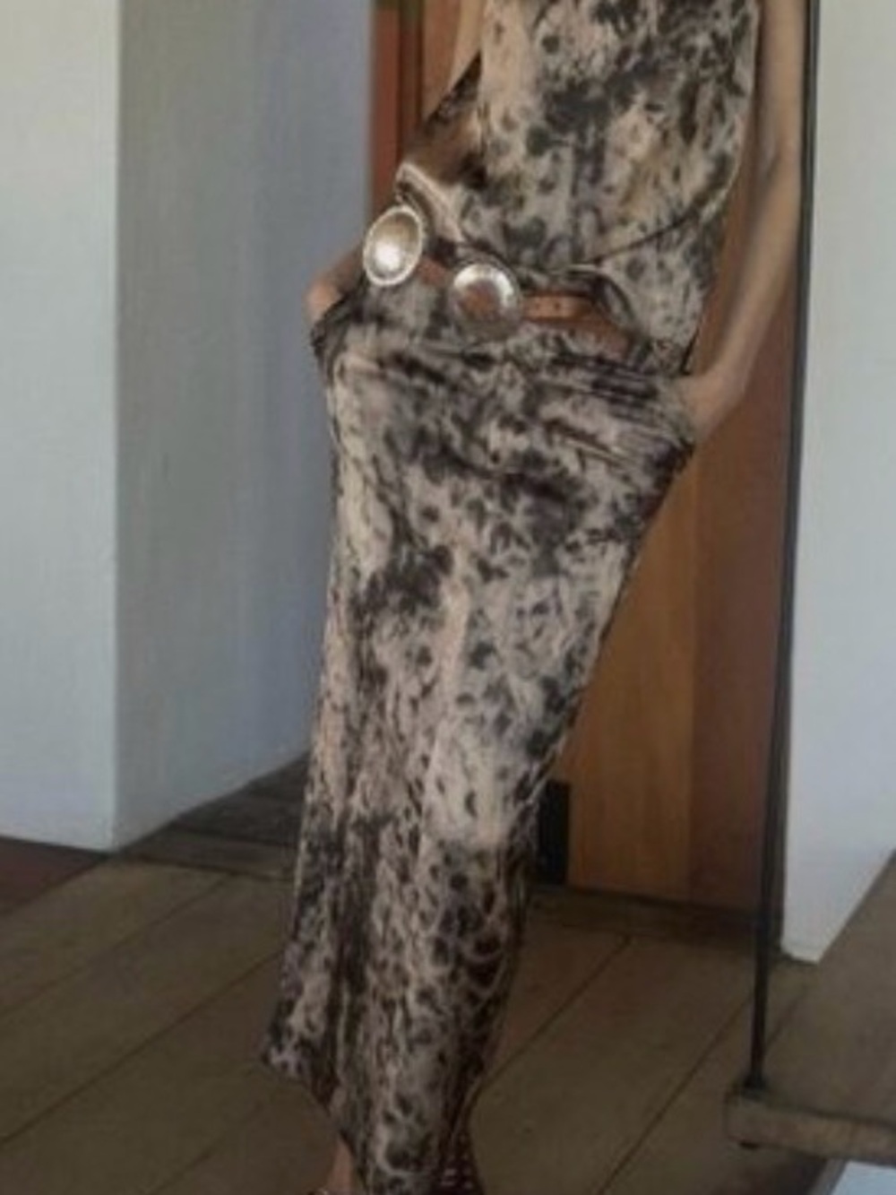 Zara Abstract Animal Print Crushed Satin Look Skirt